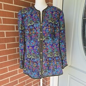 Vintage Adrianna Papell Vintage Blazer Multicolor Tapestry Print